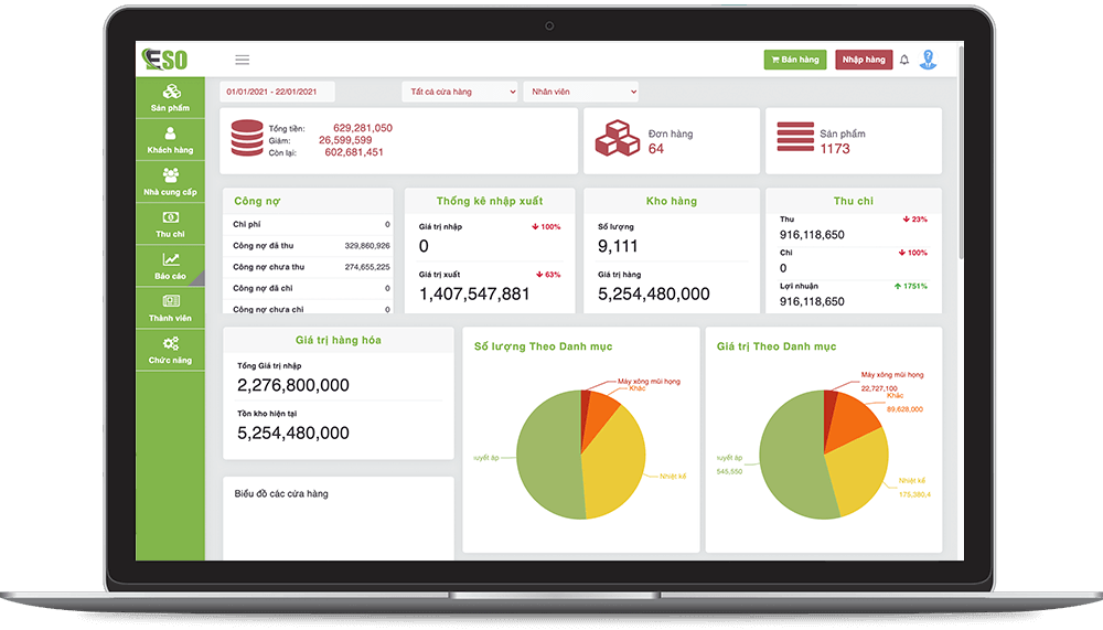 Giao diện phần mềm quản lý
