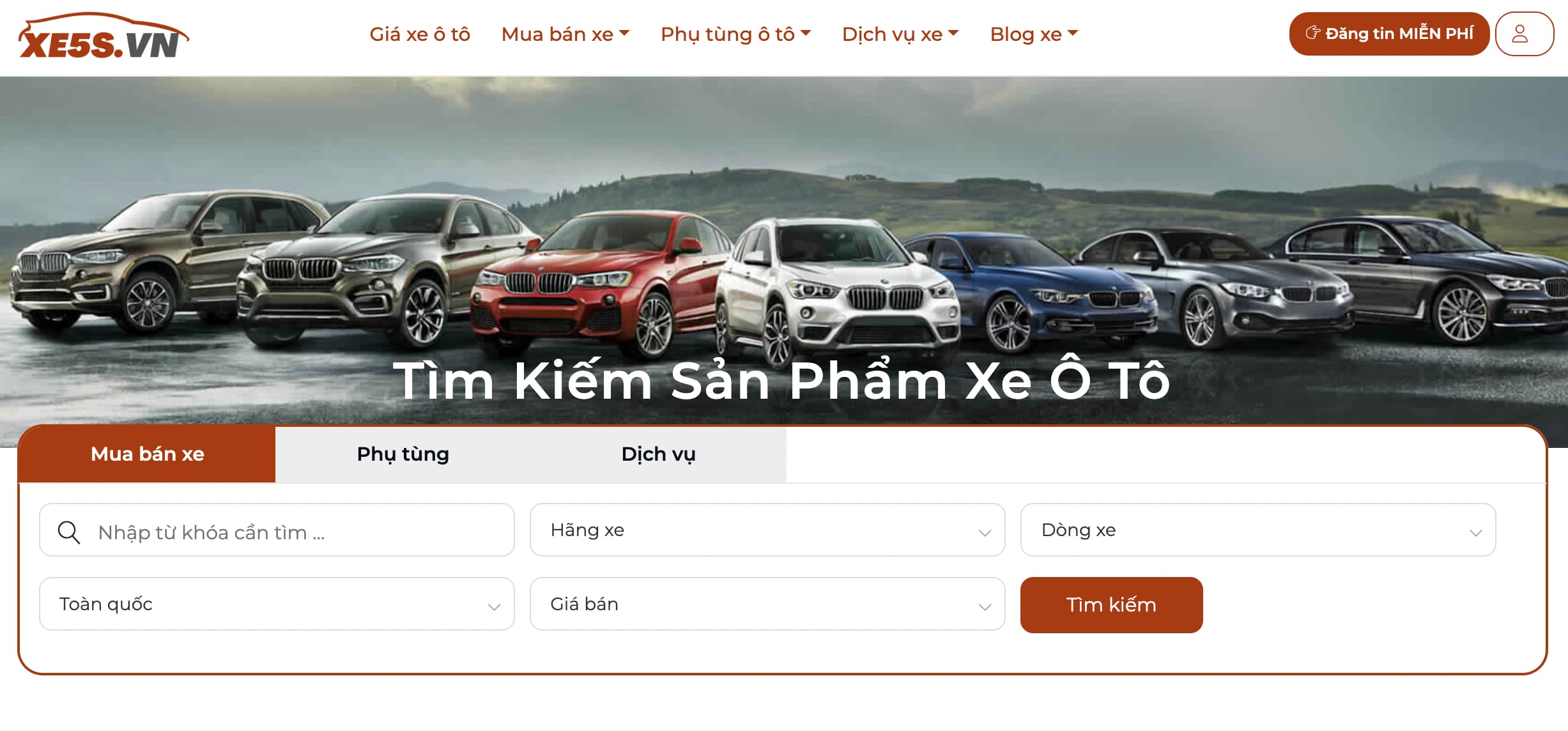 Website sàn TMĐT Ô tô